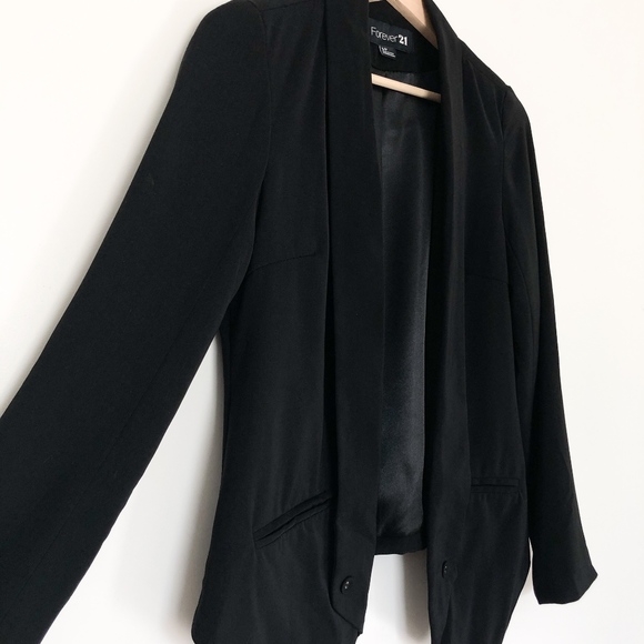 Forever 21 Black Blazer Sz Small Solid Black - Picture 5 of 7